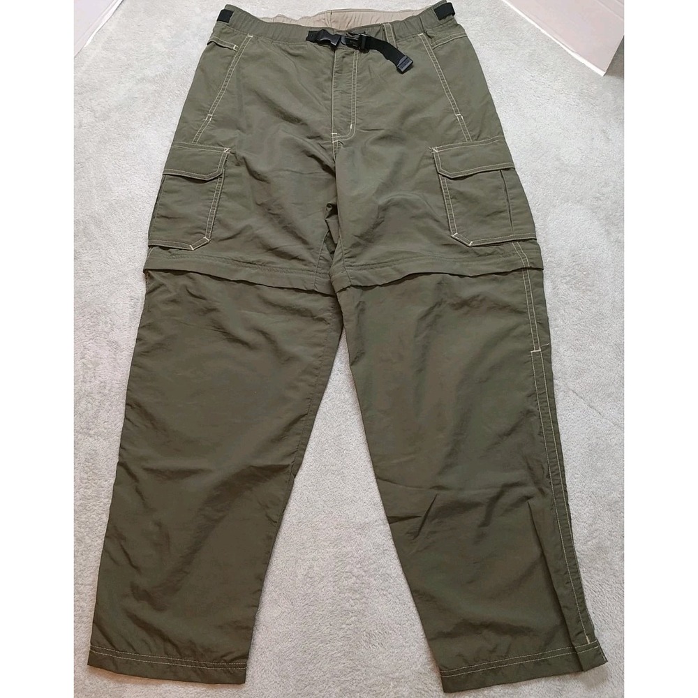 REI Convertible Hiking Pants Nylon Green Belted Cargo Men's Size S×28" UPF 50+.